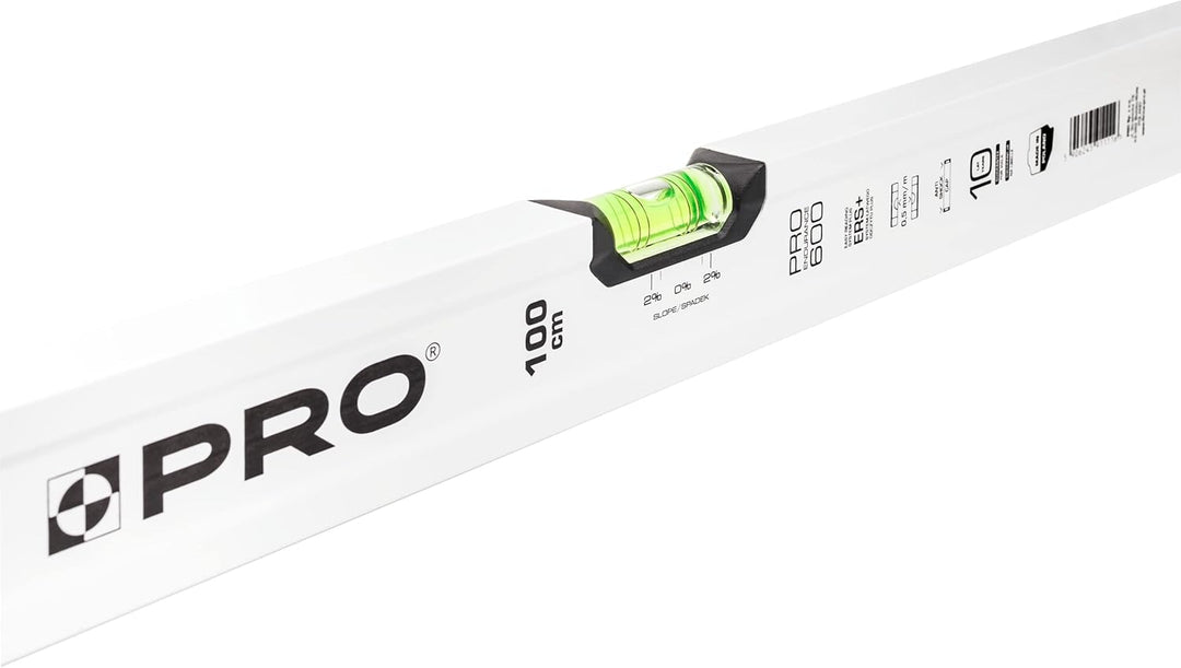 PRO600 Wasserwaage 100cm mit 2% Gefälle - Ergonomischen Profil und ERS+ (Easy Reading System) Präzis