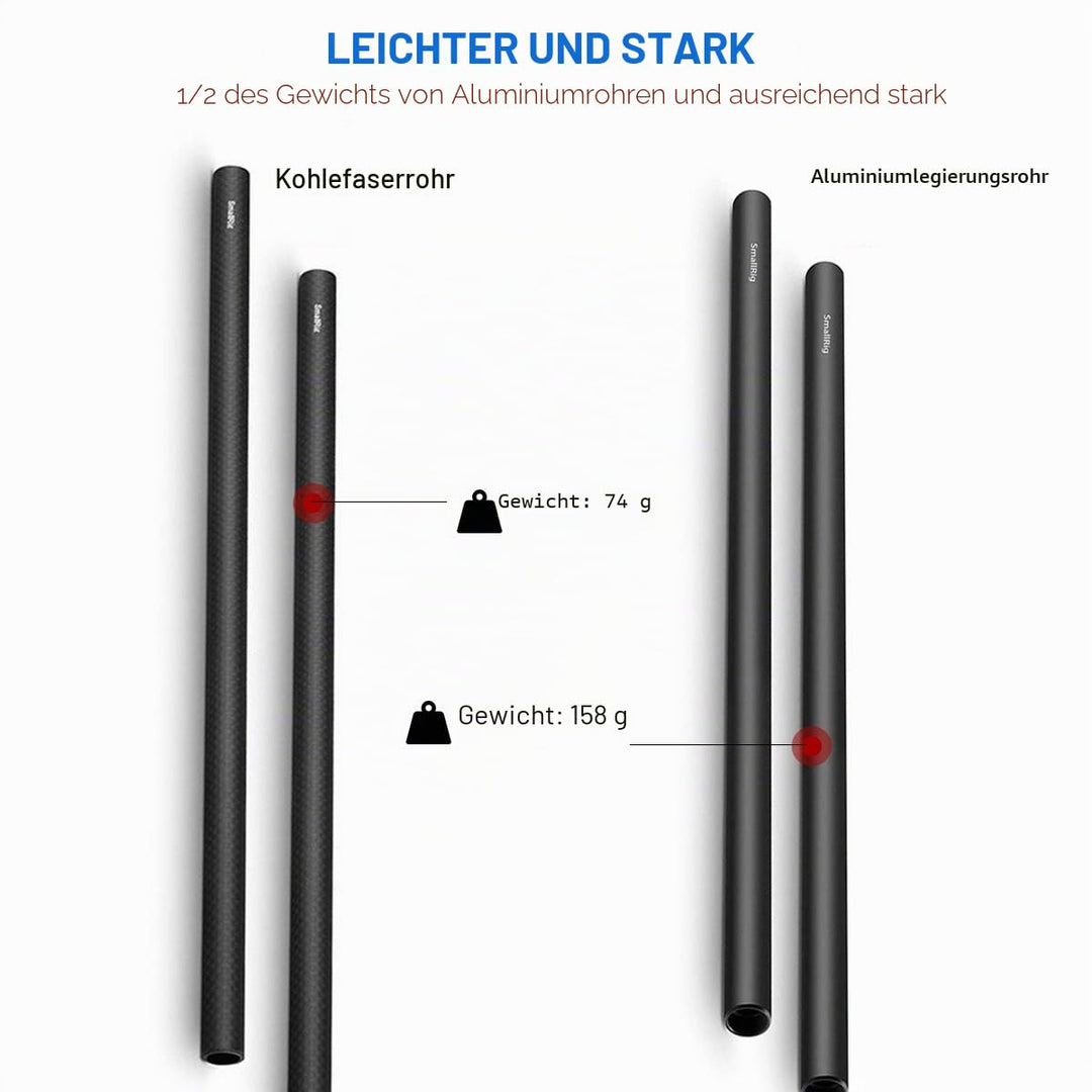 SMALLRIG DSLR Rigs 15mm Carbon Fiber Stangen - 30cm / 12inch (2 Stück) - 851 12 inch/ 30cm, 12 inch/