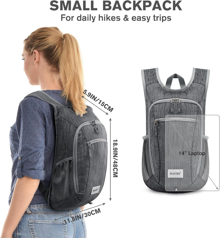 G4Free 10/15/20L Faltbarer Rucksack Klein, Wanderrucksack Leicht, Tagesrucksack Damen Herren für Wan