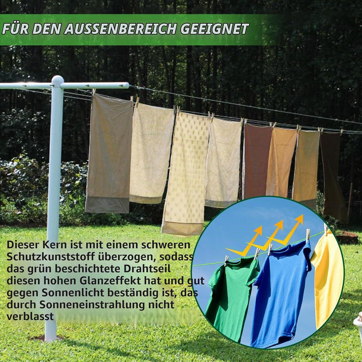 3MM PVC-beschichtetes Drahtseil, 30M Metall Stahlseil Draht Spalier Kit, Multi-use Clothes Line Kabe