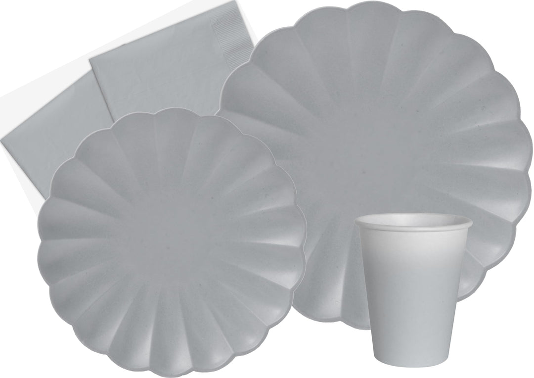 Ciao - Partygeschirr Flower Shape für 24 Personen (112 pcs: 24 Pappteller Ø23cm, 24 Pappteller Ø18cm