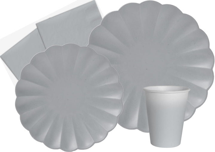 Ciao - Partygeschirr Flower Shape für 24 Personen (112 pcs: 24 Pappteller Ø23cm, 24 Pappteller Ø18cm