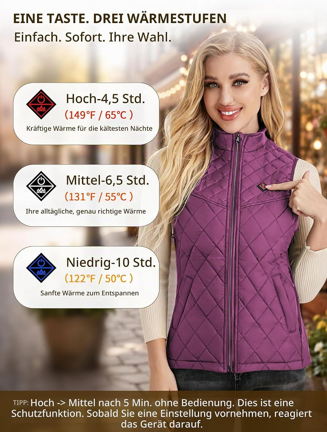 Kintiwe Beheizbare Weste, Beheizte Weste Damen Heizweste mit 12000mAh Powerbank, Beheizbare Jacke He