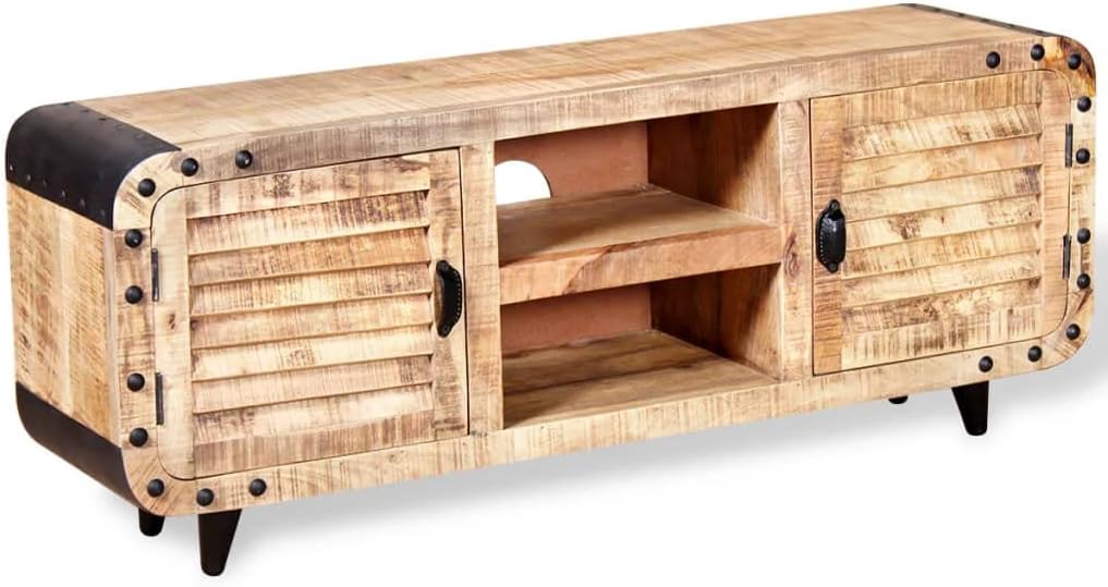 vidaXL TV-Schrank Fernsehtisch HiFi Lowboard Raues Mangoholz 120 x 30 x 50 cm