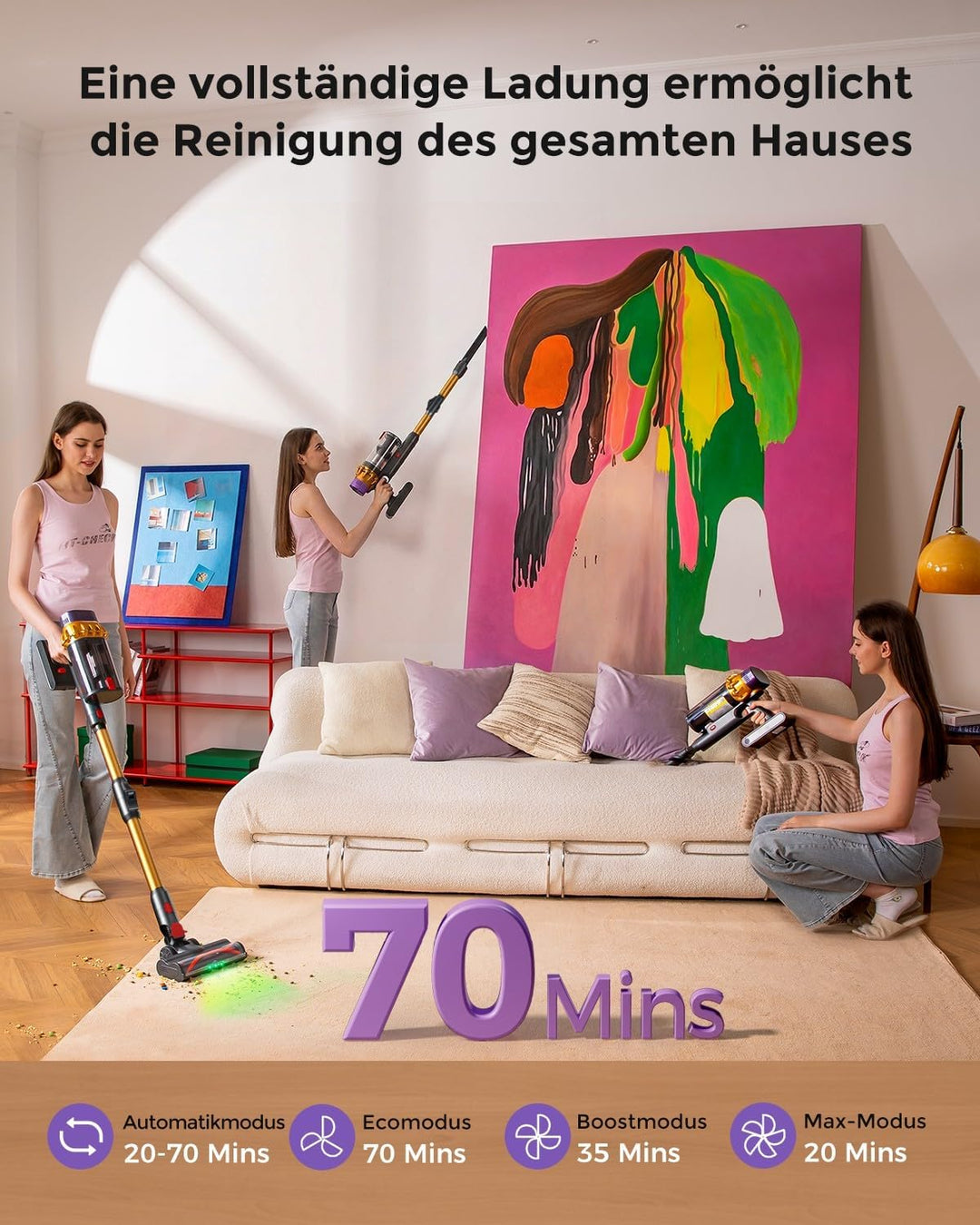 C10 EVO Kabelloser Staubsauger, 68 kPa / 600 W / 70 Minuten mit automatischem Modus, selbsttragendes