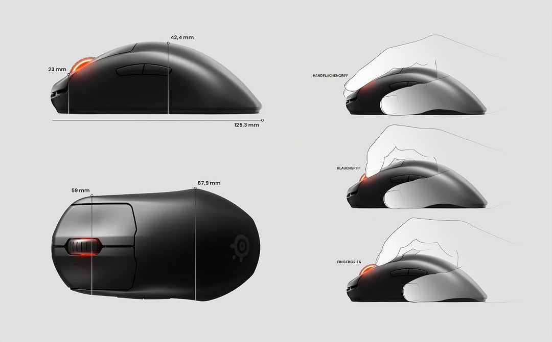 SteelSeries Prime Wireless - Esports Leistung Kabellose Gaming-Maus - 100 Stunden Akkulaufzeit - Tru