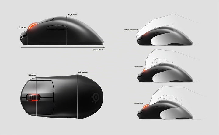 SteelSeries Prime Wireless - Esports Leistung Kabellose Gaming-Maus - 100 Stunden Akkulaufzeit - Tru