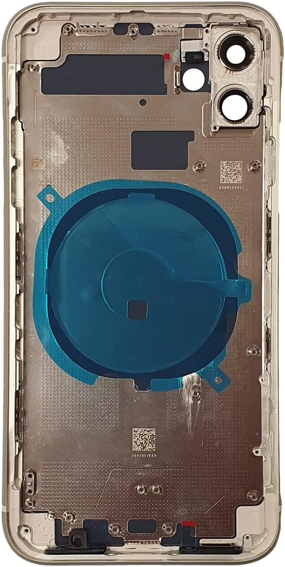 Smartex® Backcover aus Glas + Rahmen kompatibel mit iPhone 11 | Rückseite Cover + Frame (Weiss) 11 W