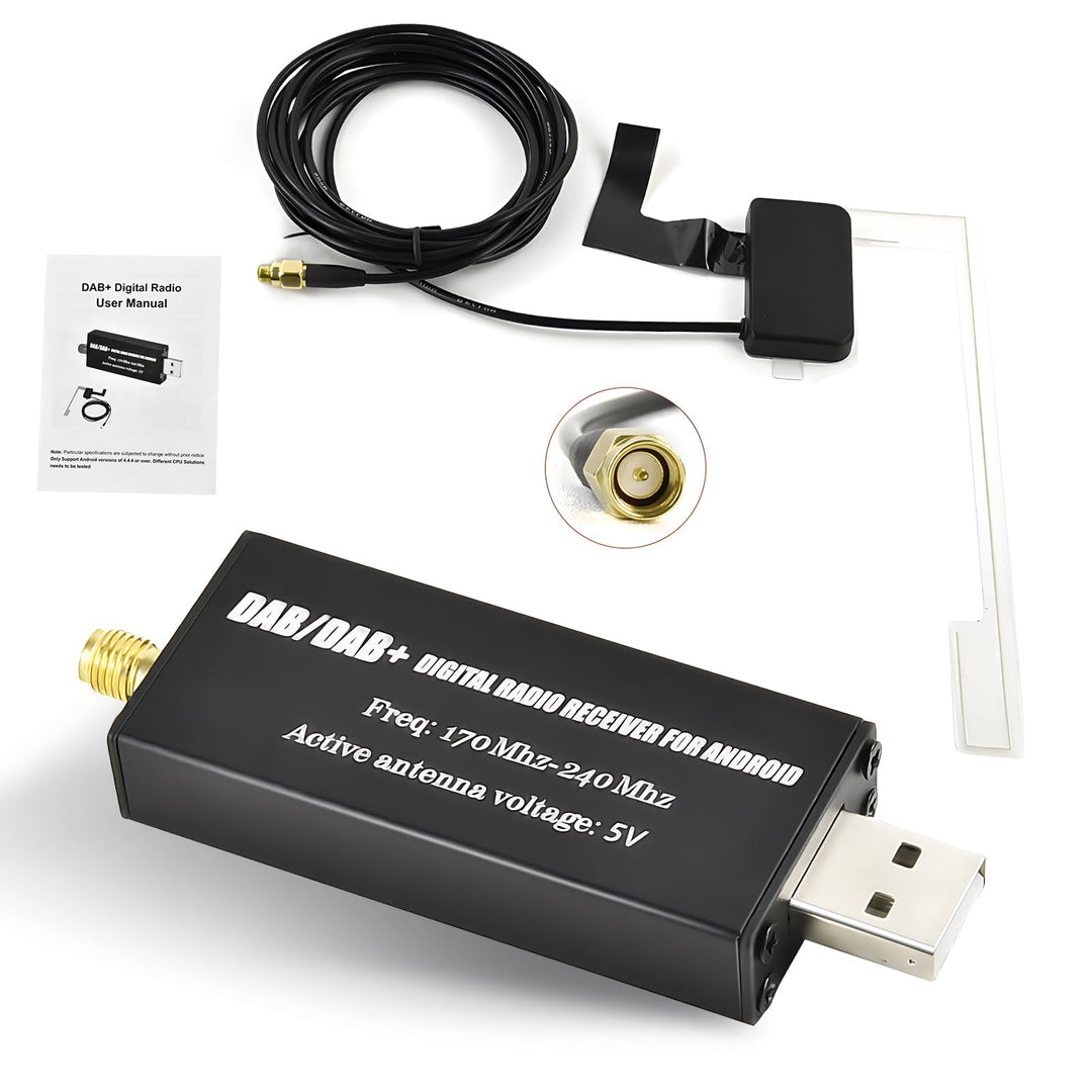 Podofo DAB/DAB+ Adapter Digital Radio Receiver Adapter DAB+ Radio Tuner Receiver mit Antenne + SMA A
