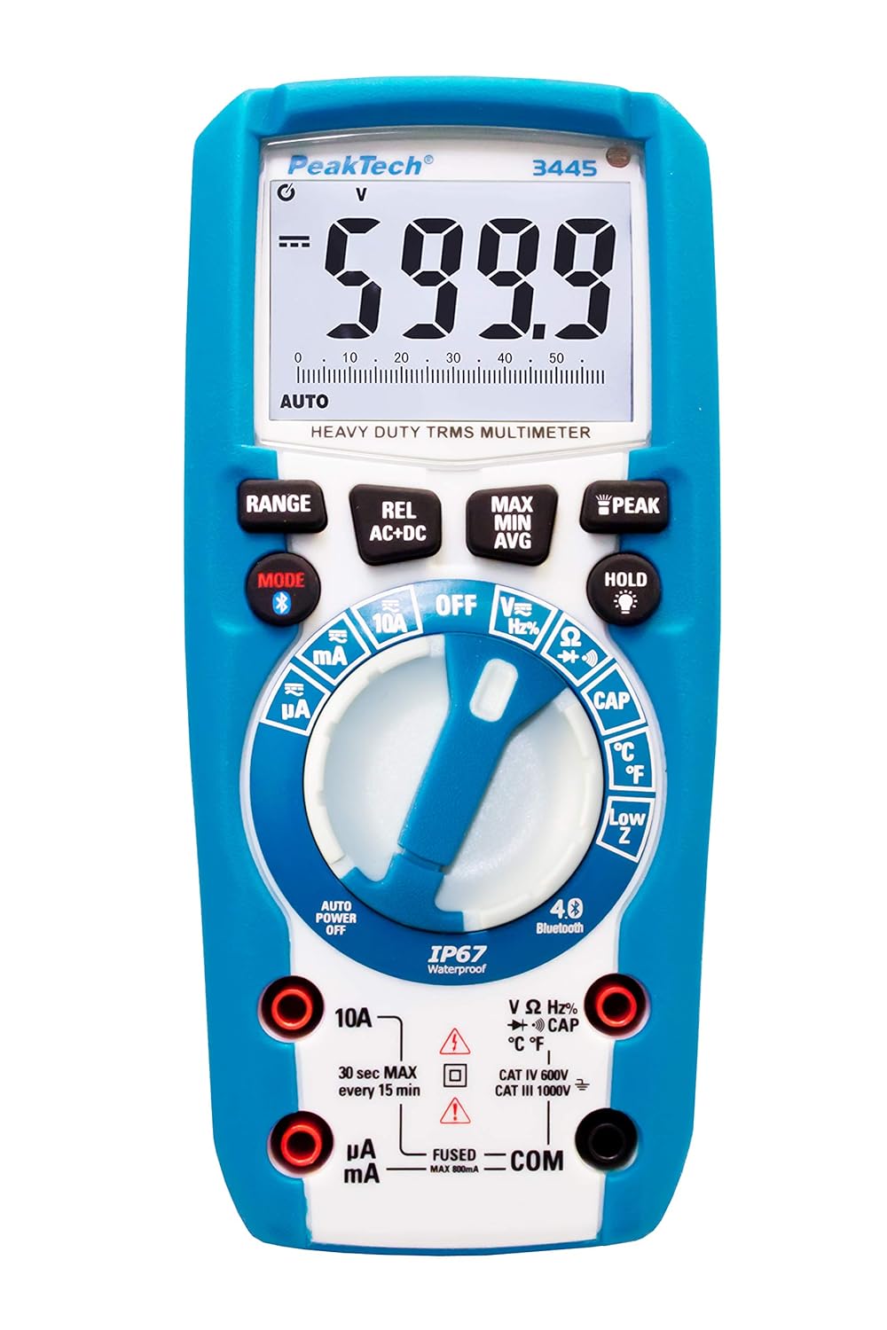 PeakTech 3445 - True RMS Digital Multimeter mit 4.0 Bluetooth & Peak Tech P 8200 – Messzubehör Set f