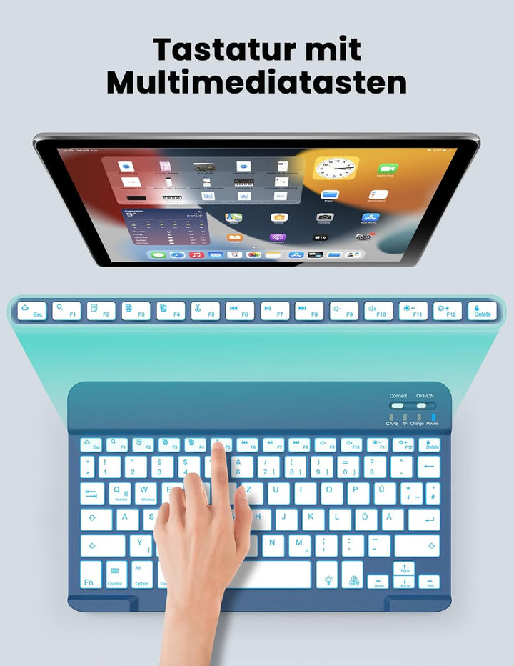 LAMA Kabellose Bluetooth Tastatur & Maus, wiederaufladbare Universal Tablet Tastatur, kompatible mit