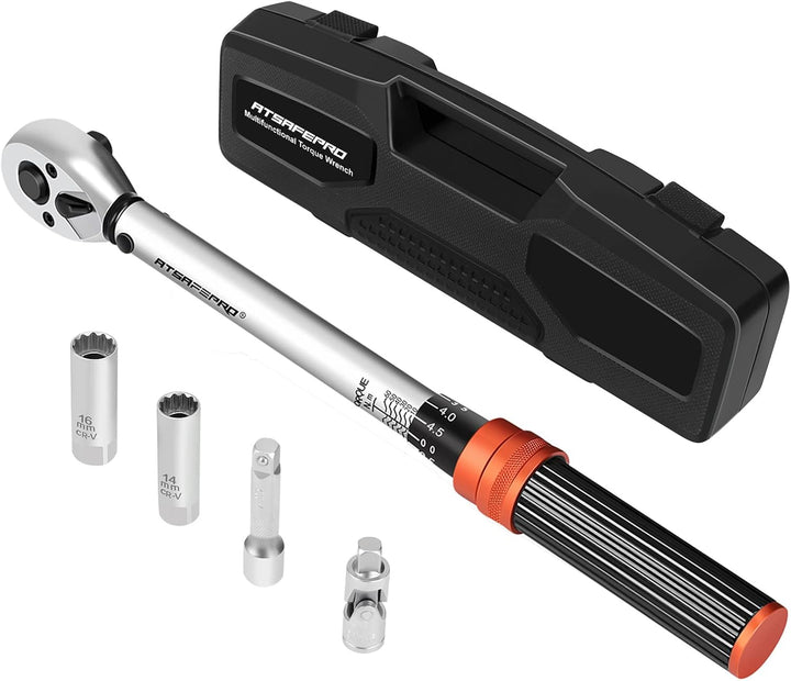 ATsafepro Drehmomentschlüssel Auto 3/8" 10-60Nm, Motorrad & Fahrrad Drehmomentschlüssel Set,Zündkerz