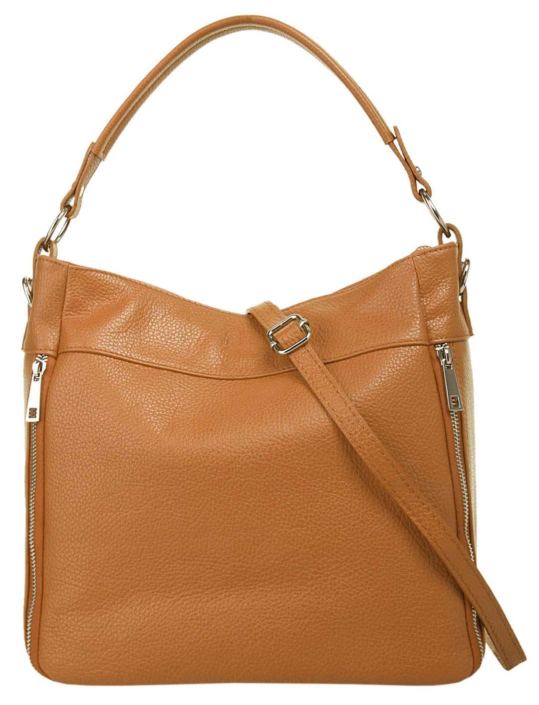 Handtasche Echt Leder Damen Made in Italy, Smartphonefach, Damentasche aus Rindleder, Umhängetasche