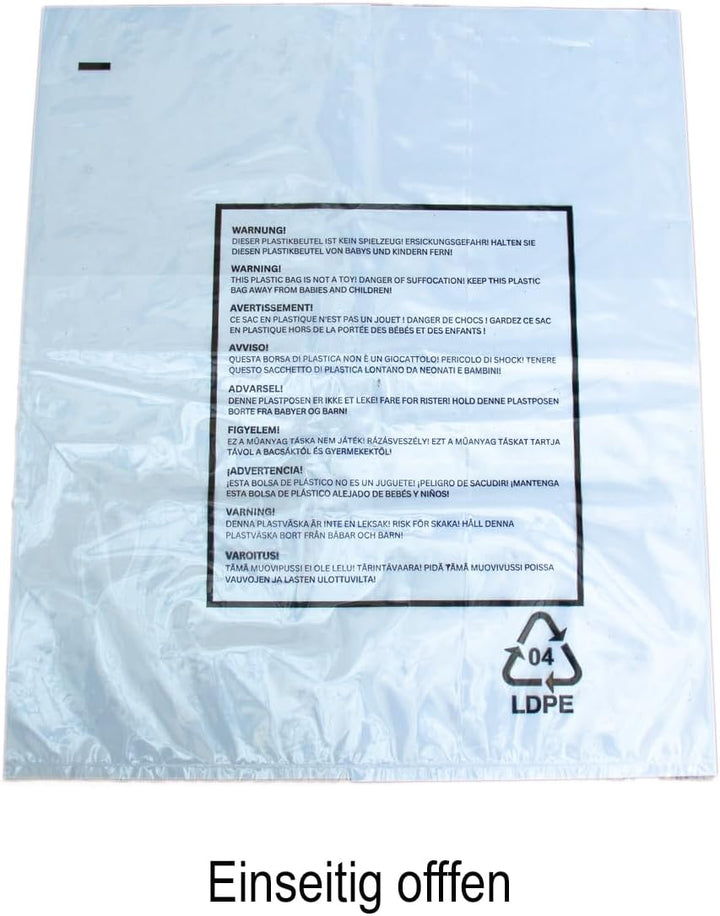 500 Stück PE-Beutel 400x500x0,050mm (50mµ) einseitig offen Polybeutel Plastikbeutel Folienbeutel Imp