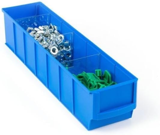 SparSet 10x Blaue Industriebox 300 S | HxBxT 8,1x9,1x30cm | 1,6 Liter | Sichtlagerkasten, Sortiments