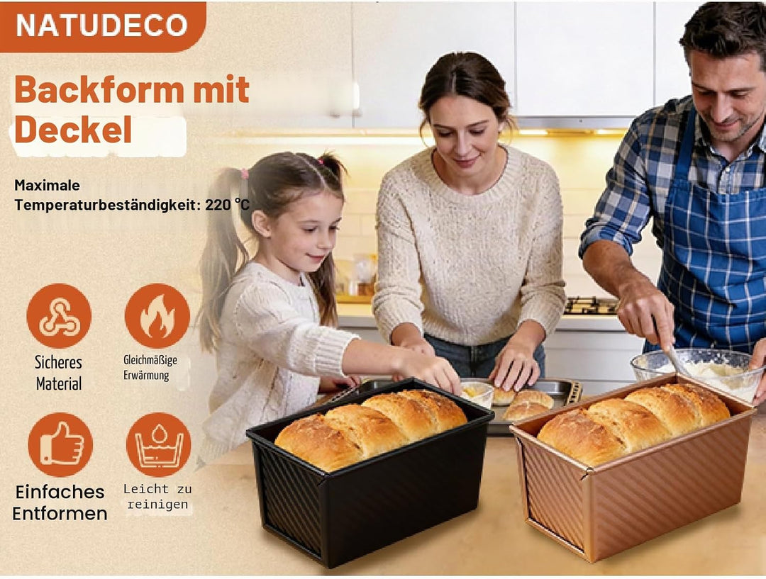 Brotbackformen mit Deckel Toastbrot Backform, Toast Brot Backform 2,2 Lb Teigkapazität Rechteckige L