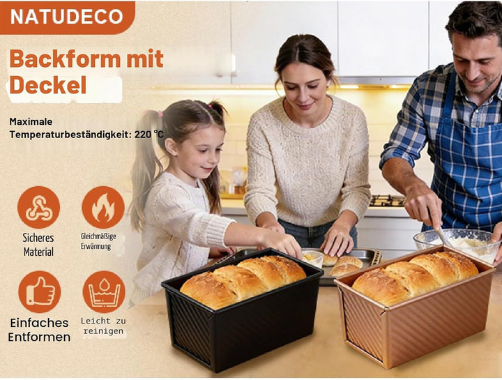 Brotbackformen mit Deckel Toastbrot Backform, Toast Brot Backform 2,2 Lb Teigkapazität Rechteckige L