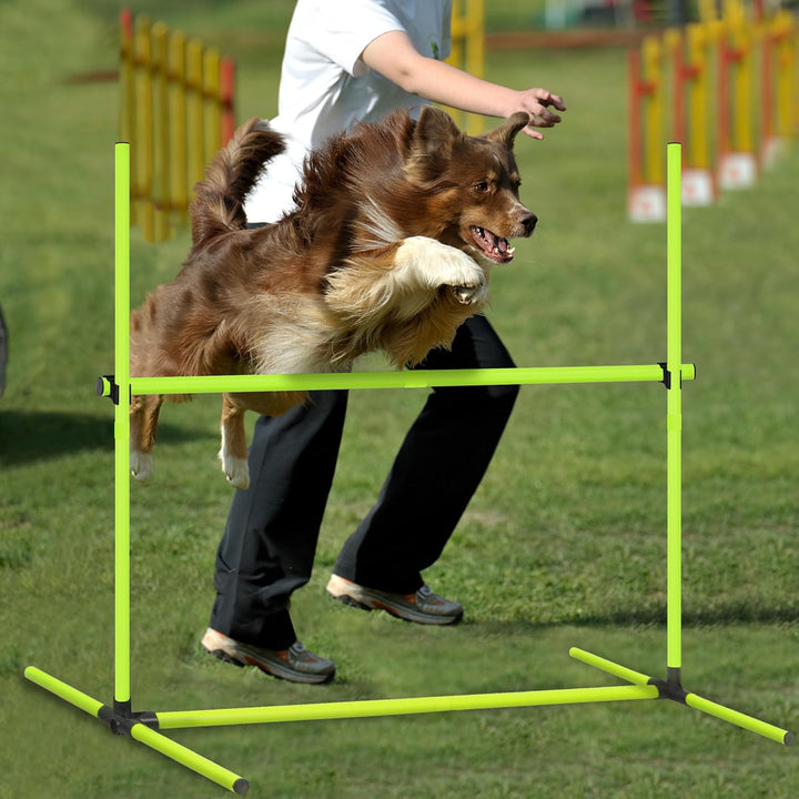 Agility Set Hunde Ausrüstungs 4 x Hürden Höhenverstellbar, Agility Hürdenset Slalomstangen mit Trage
