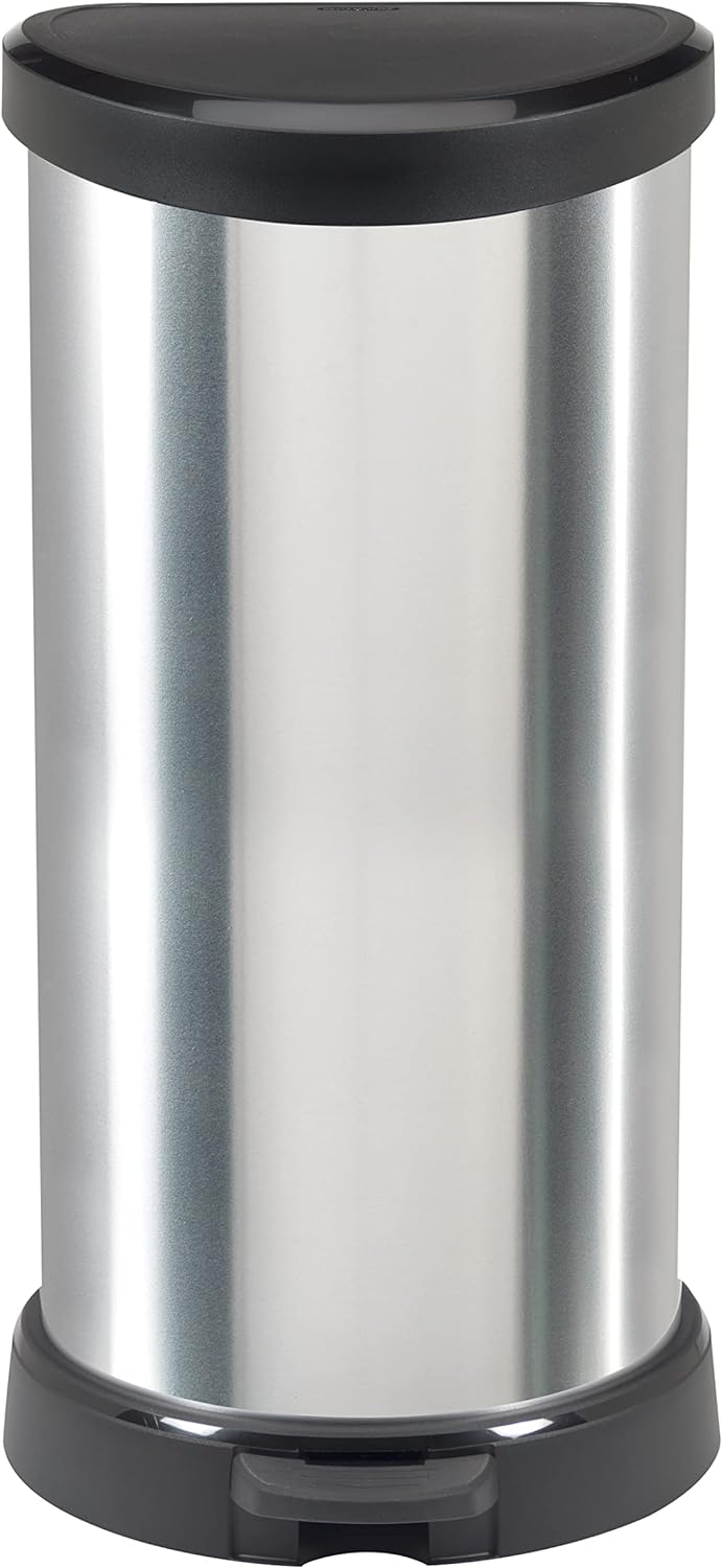Curver 184106 Treteimer, 40 l, Polypropylen, Metalleffekt, 30 x 34,9 x 69,7 cm