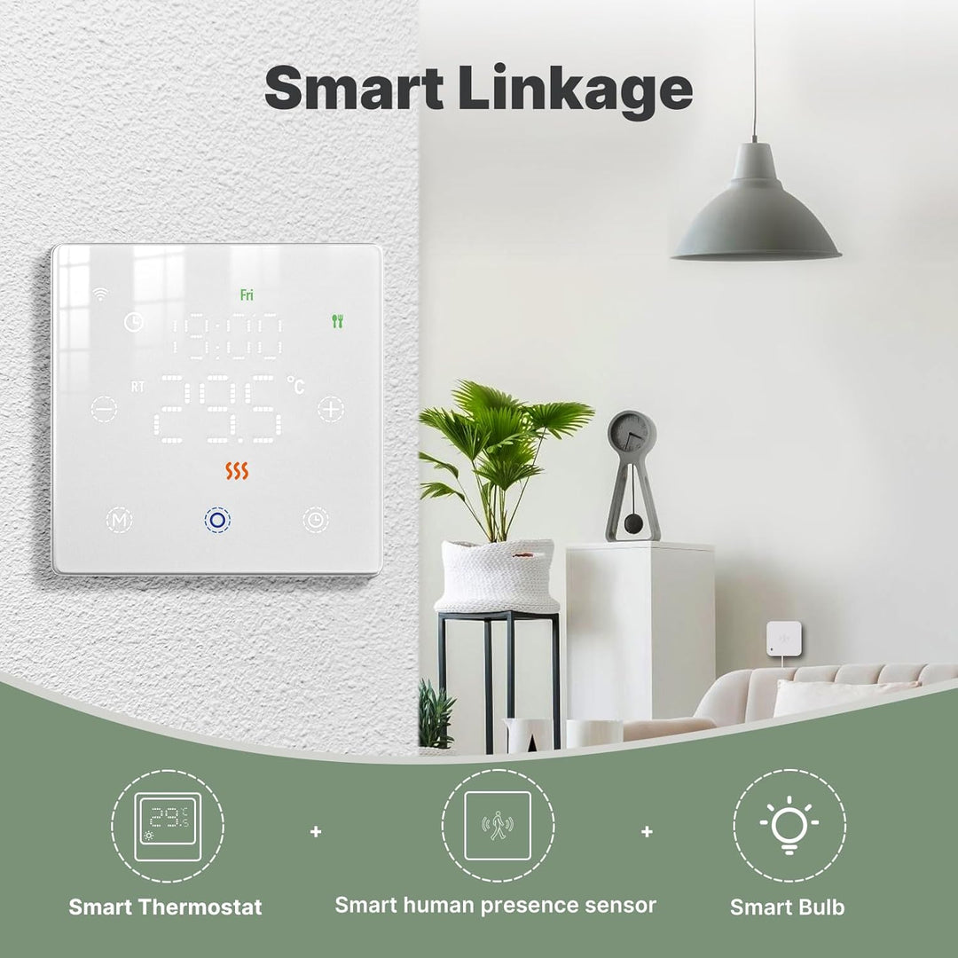 WLAN-Thermostat mit Batterien, weiss, Smart für Gasboiler, Touch-Display 86 x 86 mm, kompatibel mit