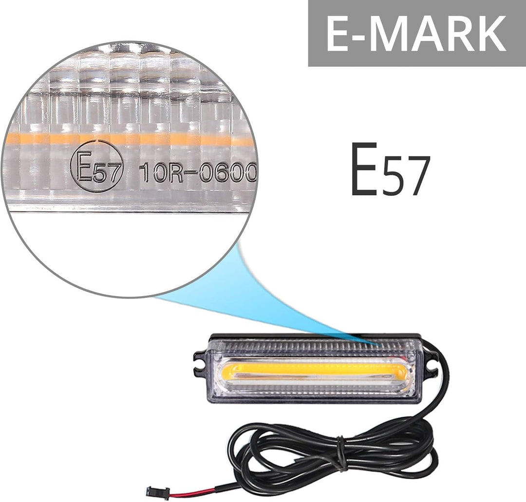 COLFULINE 4 x 8W Frontblitzer, 12/24V Warnlicht, 9cm COB Led Blitzer, Notfall Licht Wasserdicht IP65