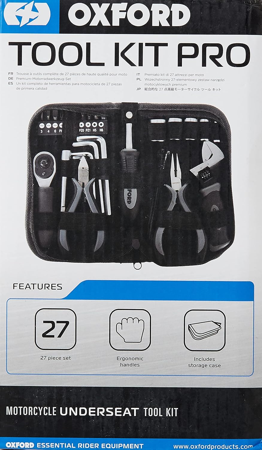 Oxford OX770 Bike Tool Kit Pro - Repair Your Motorbike, Motorcycle or Scooter On The Move, Black Wer