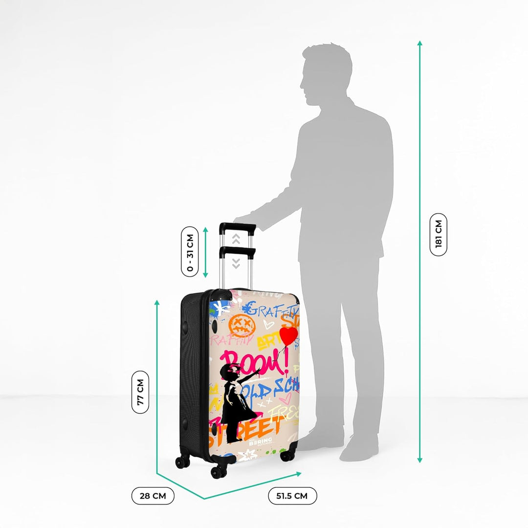 NoBoringSuitcases.com® Koffer XL Gross 77x51.5x28 cm Hartschale Reisekoffer 4 Rollen Leicht Koffer T