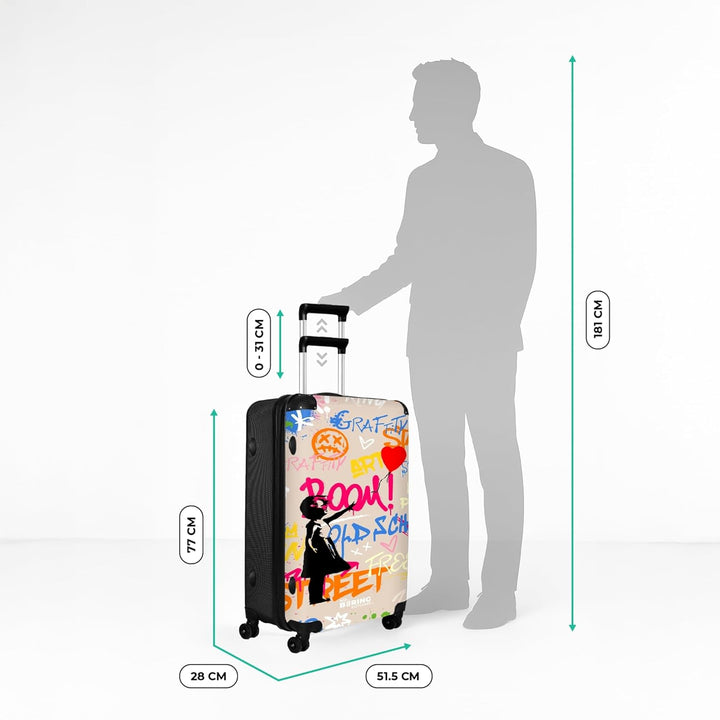 NoBoringSuitcases.com® Koffer XL Gross 77x51.5x28 cm Hartschale Reisekoffer 4 Rollen Leicht Koffer T