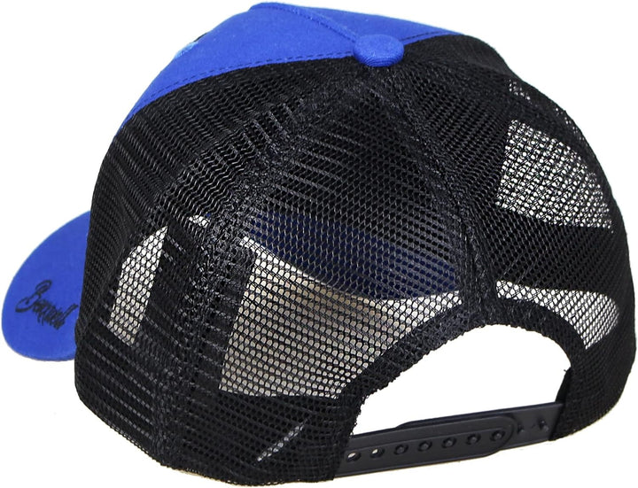 Bexxwell Trucker Cap blau/schwarz mit Logo-Patch (optimale Passform, Kappe, Blue, Black, Truckercap,