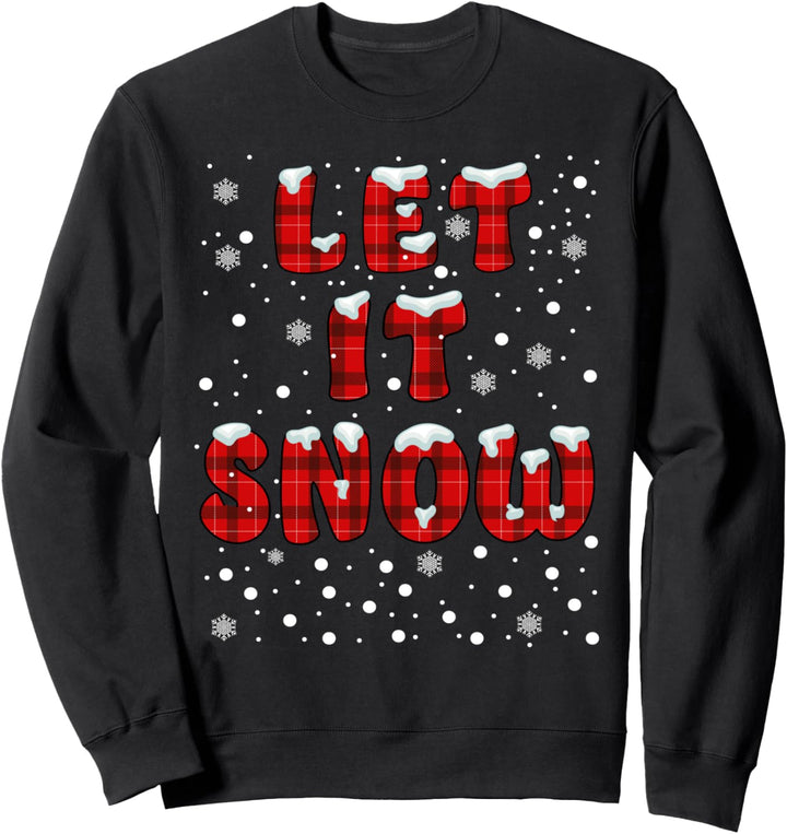 Let it Snow Lustiges Weihnachtsbüffel-Karomuster Sweatshirt