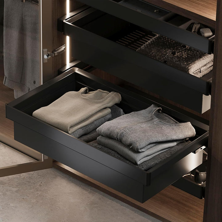 Emuca - Satz aus Metallkasten und ahmen für Schrank Quartz, mit Soft-Close- und Vollauszugsschienen,