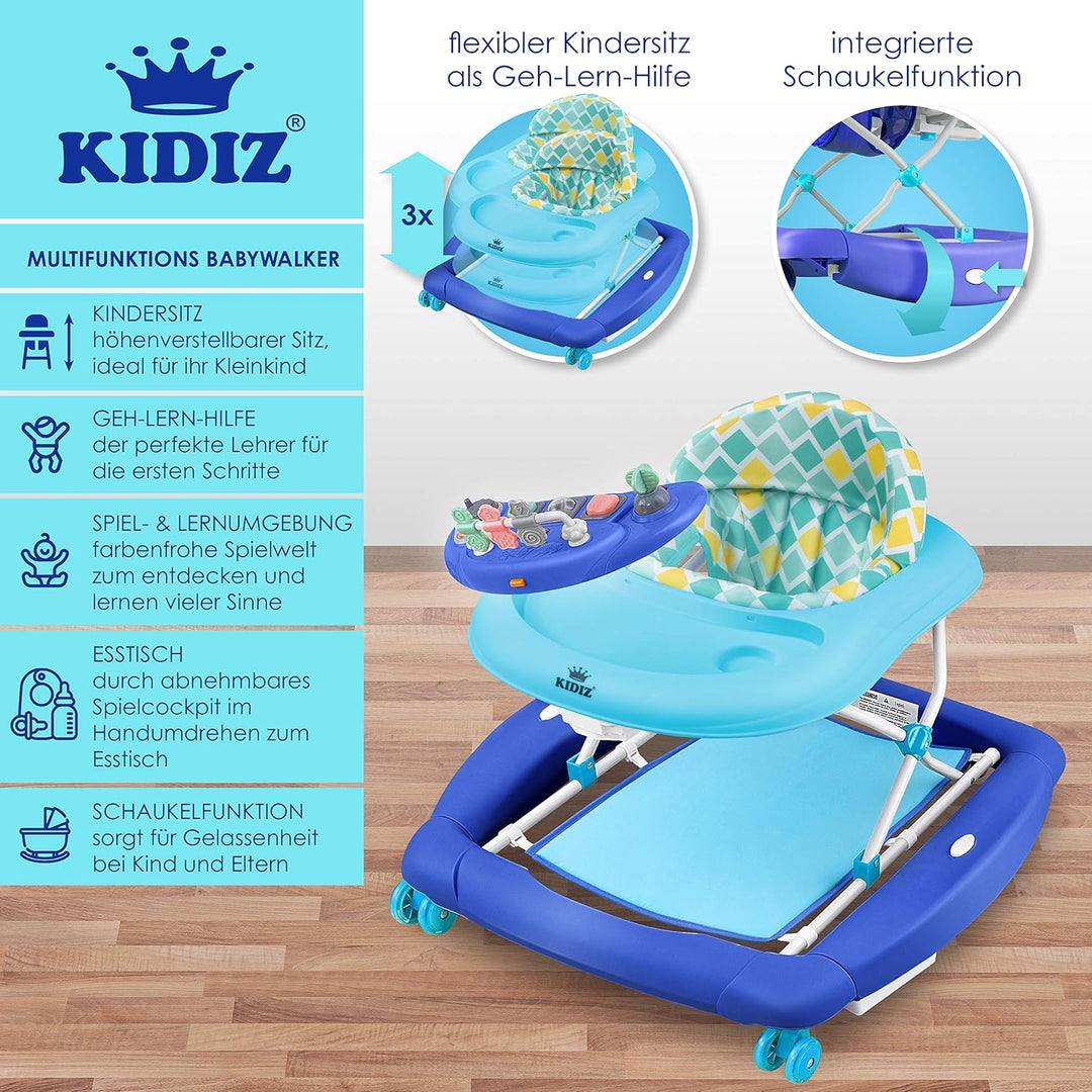 KIDIZ® 4in1 Lauflernhilfe Babywalker Spiel- und Lauflernwagen Gehfrei Schaukelfunktion Babywippe mit