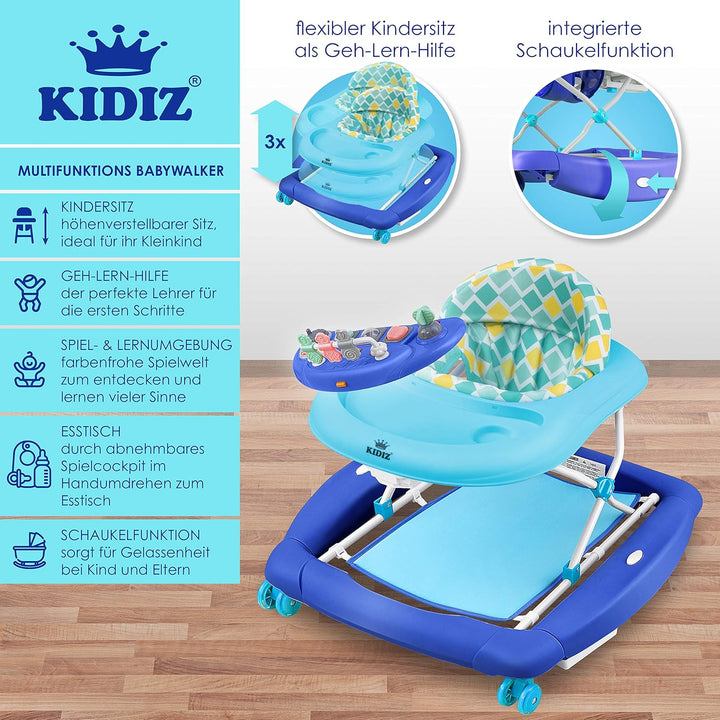 KIDIZ® 4in1 Lauflernhilfe Babywalker Spiel- und Lauflernwagen Gehfrei Schaukelfunktion Babywippe mit