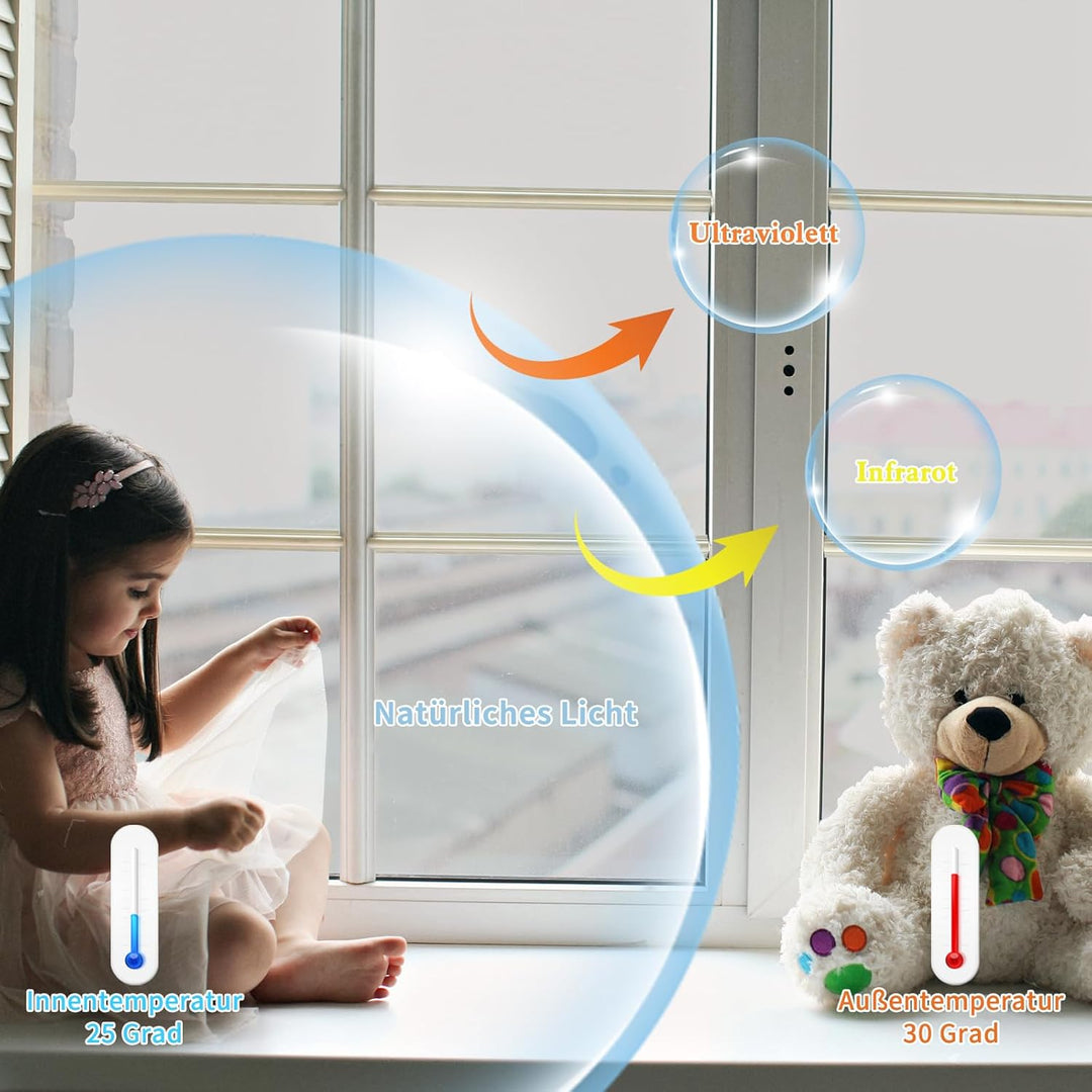 FILMGOO Fensterfolie Sichtschutz Spiegelfolie Fenster Selbstklebend Sonnenschutz Anti-UV Folie Priva