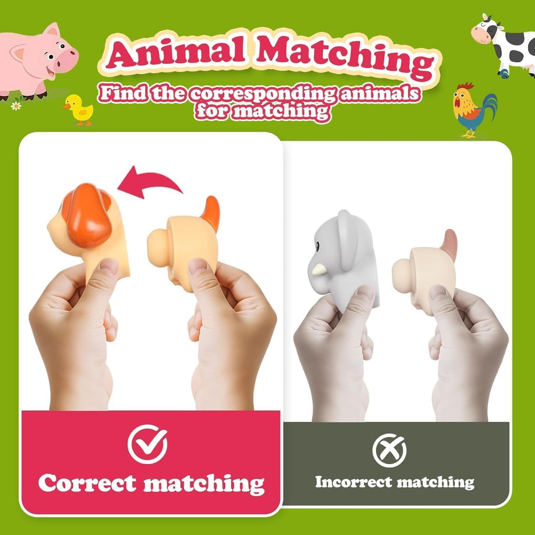 10pcs Bauernhof Tier Matching Spielzeug, Montessori Spielzeug für Kleinkinder, Farbsortierung & Stap
