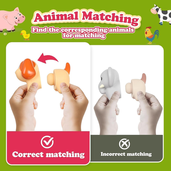 10pcs Bauernhof Tier Matching Spielzeug, Montessori Spielzeug für Kleinkinder, Farbsortierung & Stap