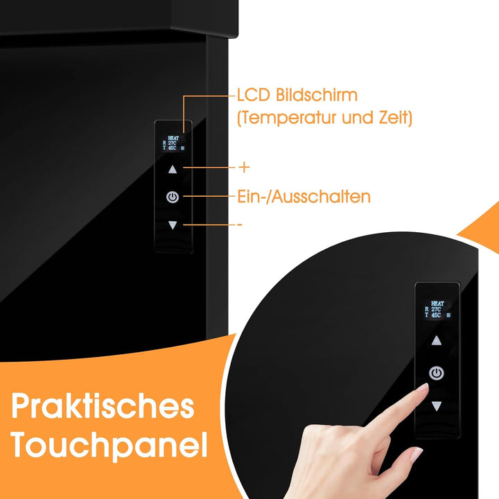 Infrarotheizung mit Thermostat 730 Watt, Bad-Heizkörper mit Handtuchhalter, Infrarot Wandheizung mit