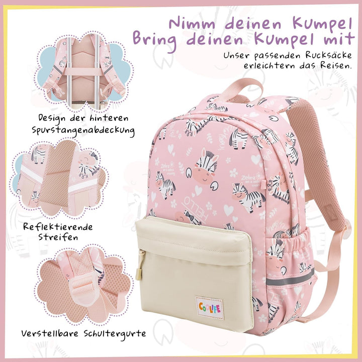 COOLIFE 5tlg Kinderkoffer mit Rucksack, Kindertrolley aus Kunststoff, Kindergepäck, Kinder Kofferset