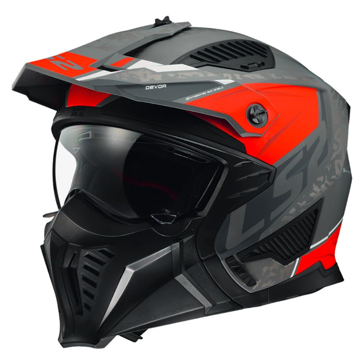 LS2, Jet modularhelme motorrad DRIFTER Devor mat silver titanium red 2206, S S mat silver titanium r