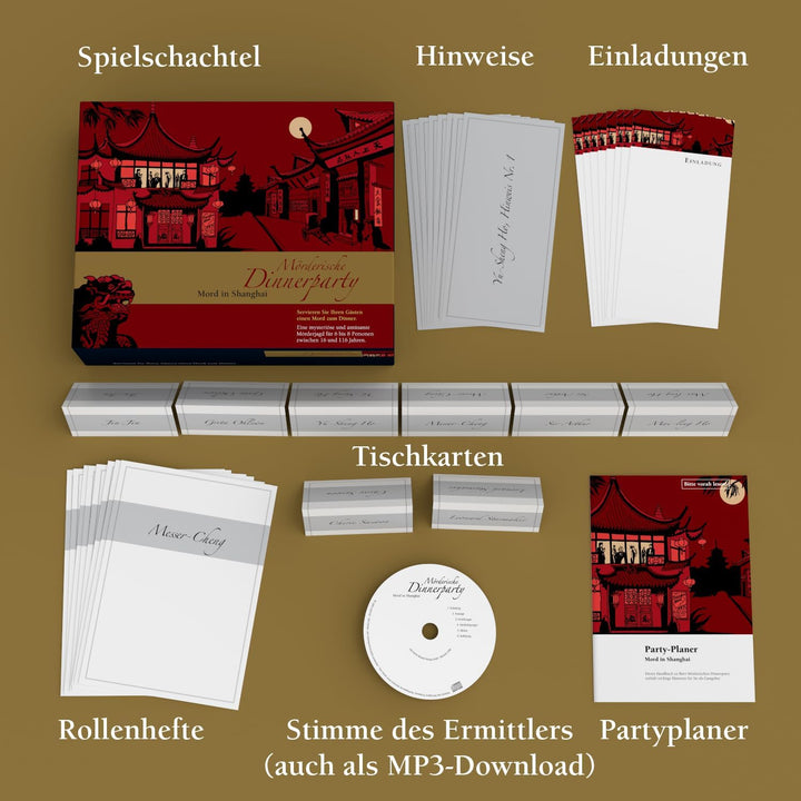 Mörderische Dinnerparty – Mord in Shanghai - Krimidinner für zuhause für 6 bis 8 Personen/ spannende