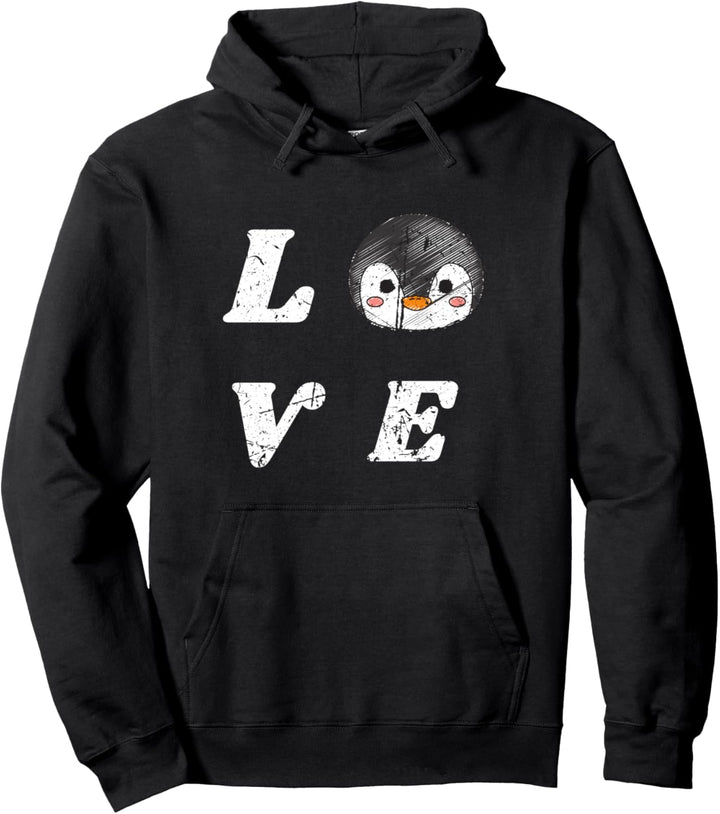 Lustiger Pinguin Distressed Love Penguins Bird Nerds Pullover Hoodie