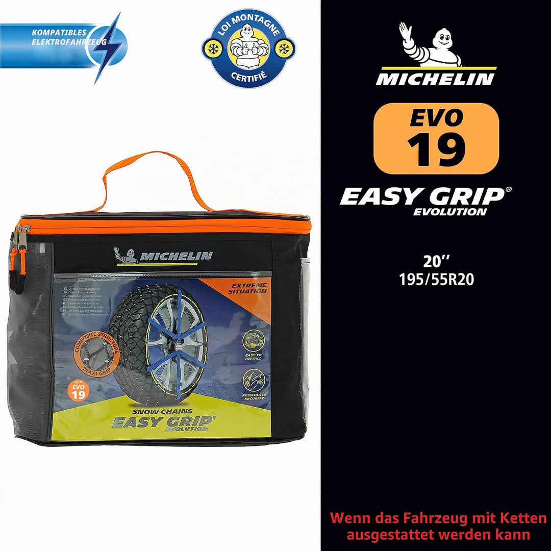 MICHELIN EASY GRIP EVOLUTION 19 Schneekette Auto Textilschneekette 2 Stück | Reifen Schneekette Ultr
