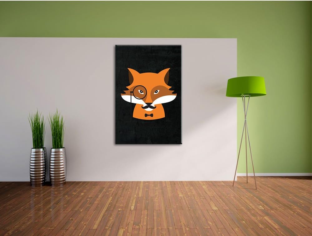 Pixxprint Hipster Fuchs als Leinwandbild/Grösse: 100x70 / Wandbild/Kunstdruck/fertig bespannt 70x100
