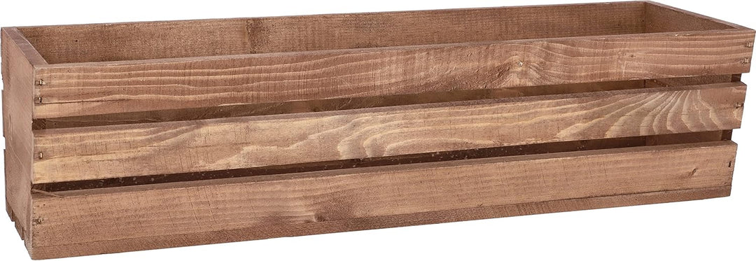 KOTARBAU® Holzblumenkasten Braun mit Kunststoffeinsatz 60 x 18 x15 cm Blumentopf Pflanzkasten Braun