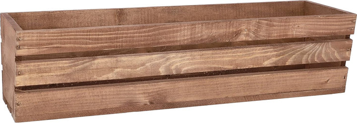 KOTARBAU® Holzblumenkasten Braun mit Kunststoffeinsatz 60 x 18 x15 cm Blumentopf Pflanzkasten Braun
