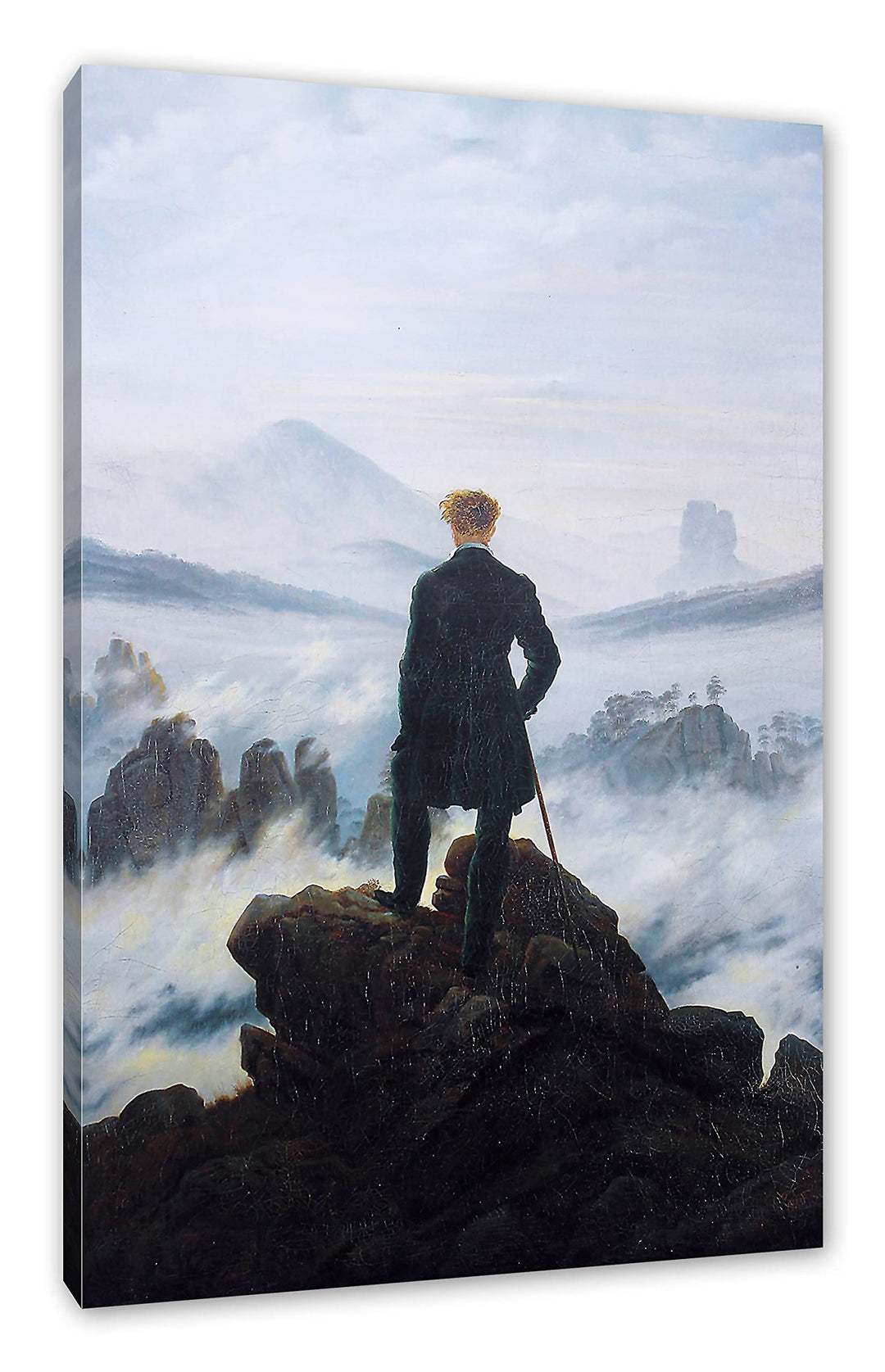 Caspar David Friedrich - Wanderer über dem Nebelmeer als Leinwandbild / Grösse: 100x70 cm / Wandbild