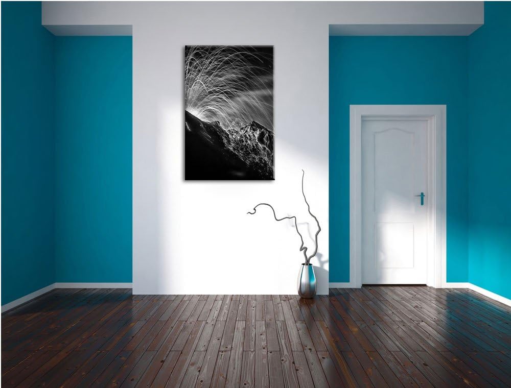 Pixxprint Monocrome, Bedrohlicher Vulkanausbruch, Format: 100x70 auf Leinwand, 100x70
