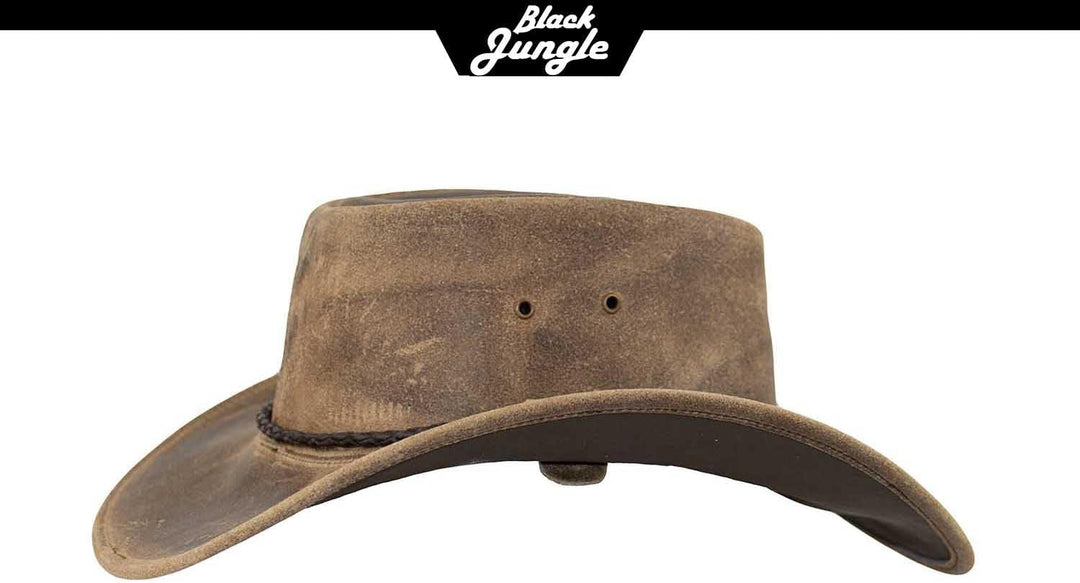 Black Jungle Kimbolton Lederhut, Westernhut, Australienhut, Cowboyhut S Charcoal, S Charcoal