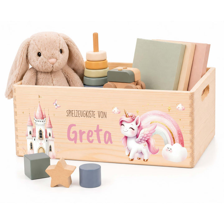 Kidsmood - Spielzeugkiste aus Holz mit Wunschnamen | Aufbewahrungsbox Kinder Spielzeug & Bücher | Pr