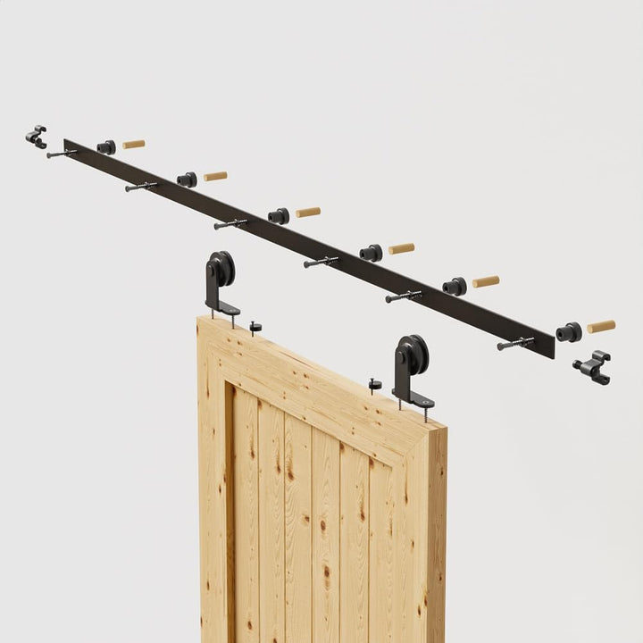 TSMST 200CM/6.6FT Schiebetürbeschläge Schiebetüren Schiebetürsystem Komplettset Laufschiene Rollen S